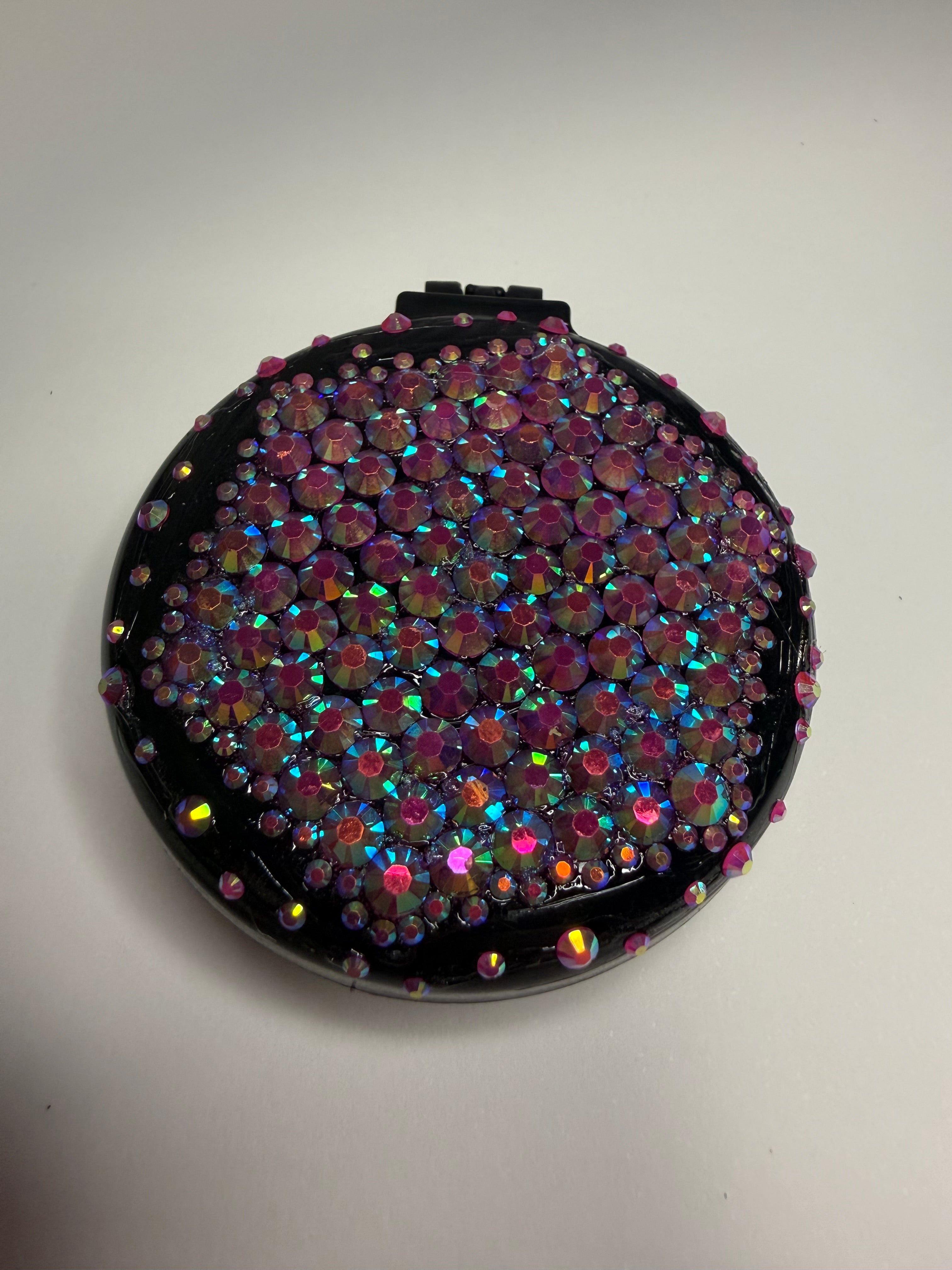 Pocket Mirror Brush - iridescent pink ￼