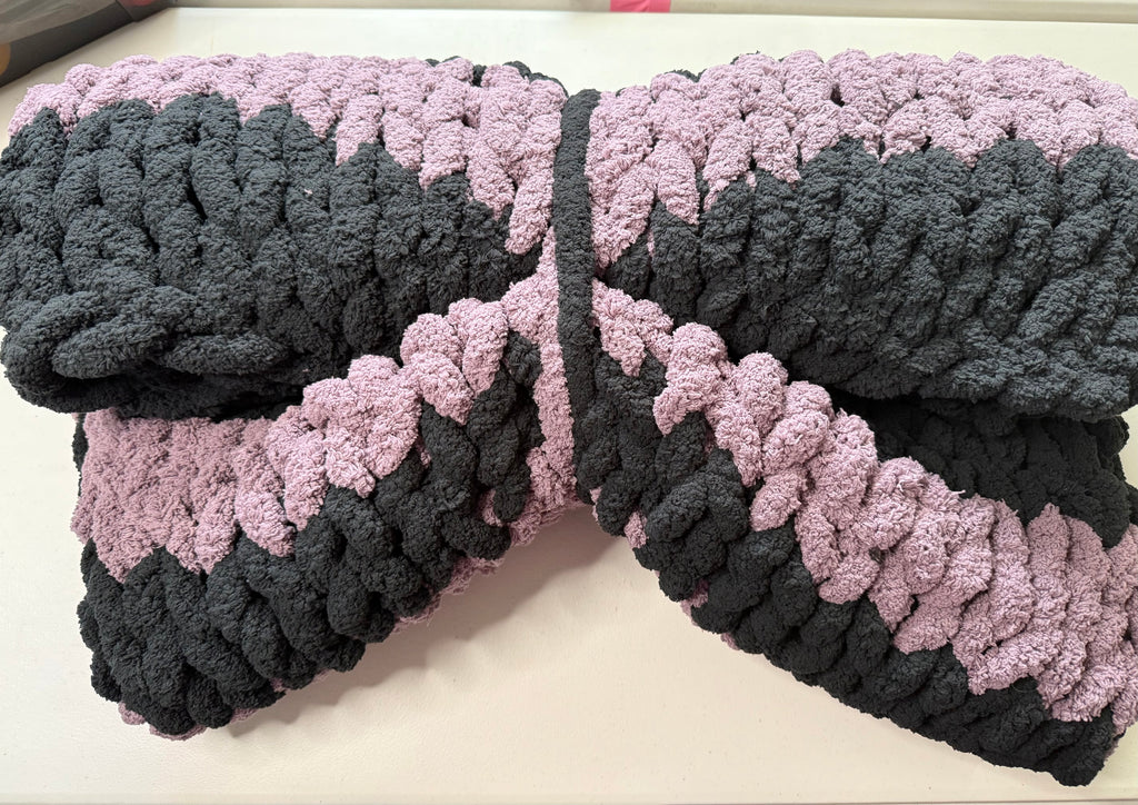 HandKnit Blanket - Purple