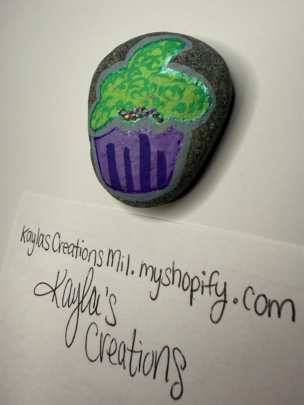 Green Purple Cupcake